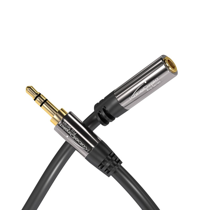 KabelDirekt â€“ 20ft â€“ Headphone Extension Lead Cable, 3.5mm connectors (aux Audio Cable, Male Jack Plug/Female Jack, Practically Break-Proof Metal casing, Perfect for Headphones, Black) - Image 2